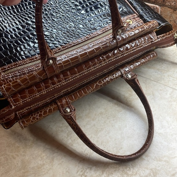 Samantha Brown Croc Embossed Black  Brown Weekender Travel Bag Carry On Women’s - Picture 7 of 15